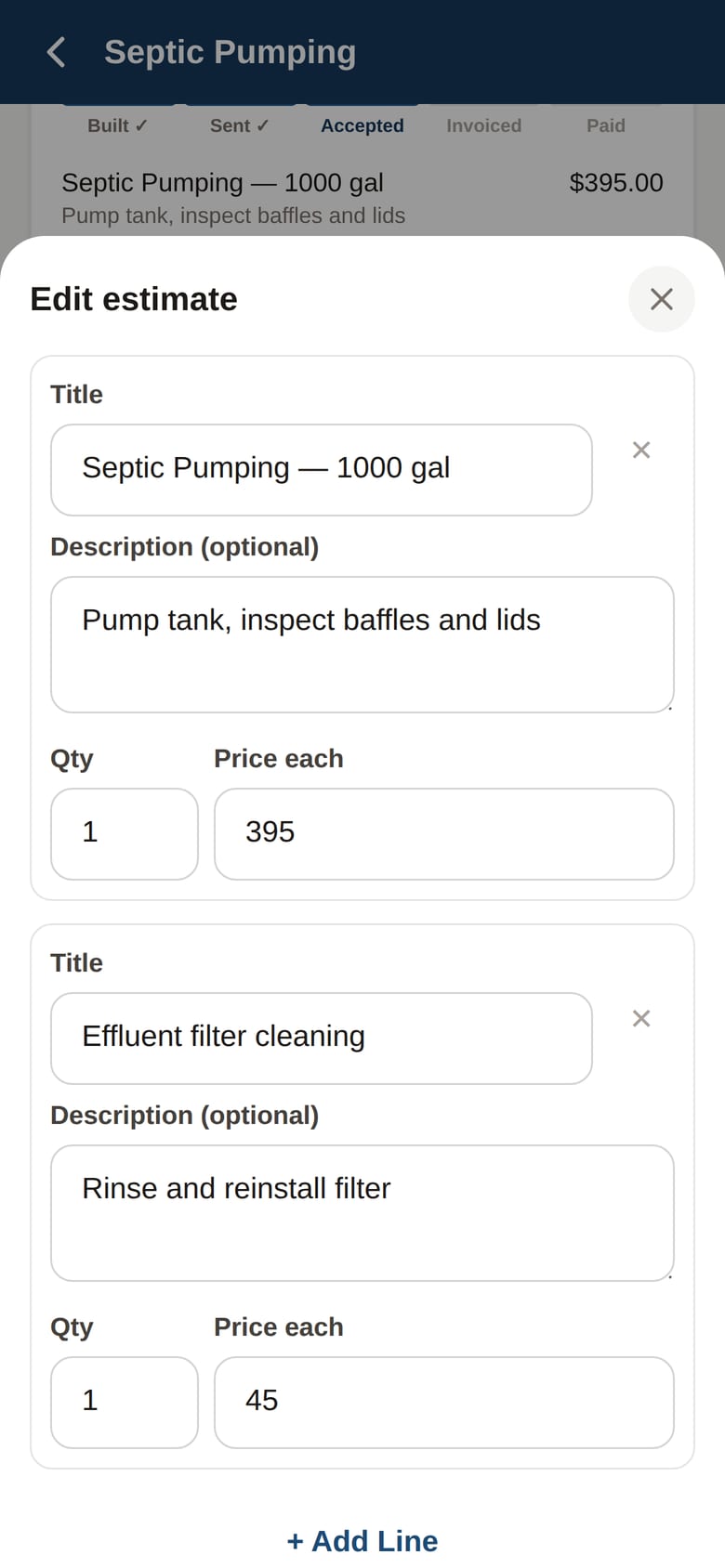 Title, optional description, quantity, price. That's the whole form.